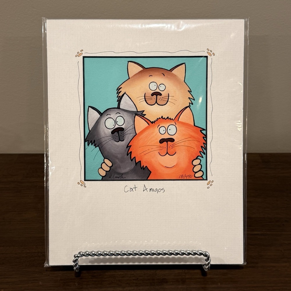 Kathy Lawler Chris Fedderson Cat Amigos Limited Edition 18/450 Cat Art Print